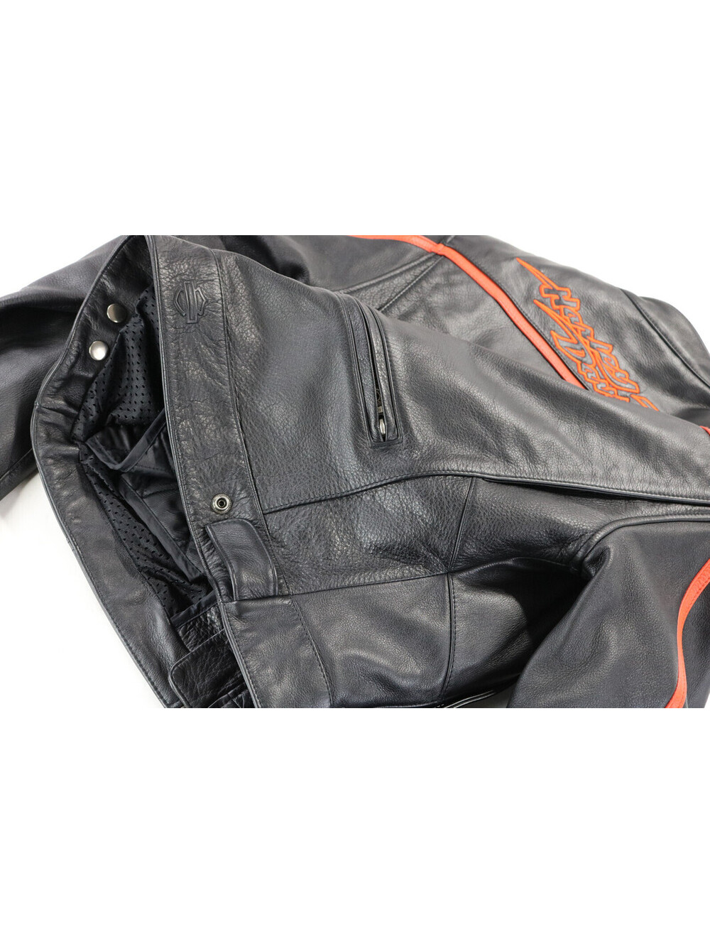 harley davidson jacket S black red leather armor pockets vents liner zip womens